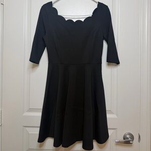 Lulu's Black Scalloped Long Sleeve Dress